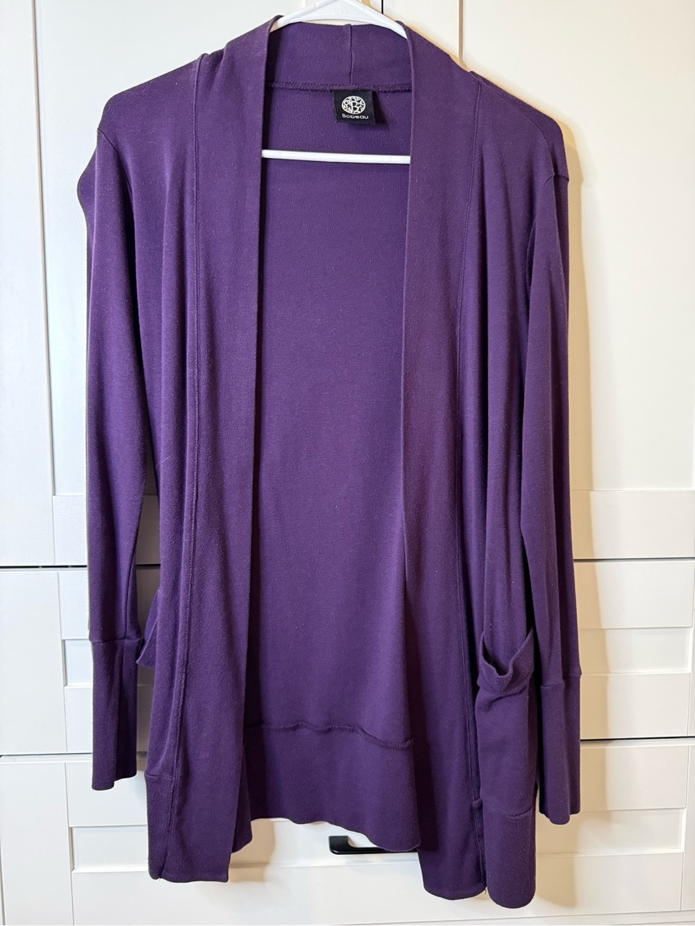 bobeau Purple Open-Front Lightweight Cardigan